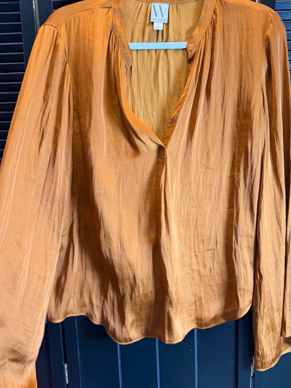 W by Worth Burnt Orange V-Neck Long Sleeve Blouse